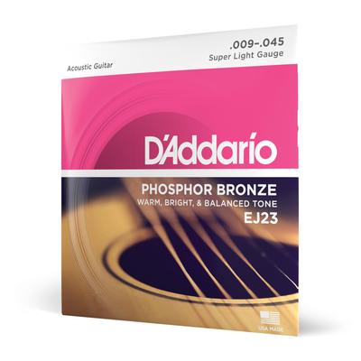 Фосфорная бронза Super Light Струны для акустической гитары EJ23 D'Addario, .009-.045,