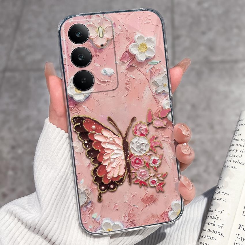 Для Oppo Realme C75 C75x C71 C67 C63 C55 C35 C33 C21Y C20 C15 Прозрачные чехлы для телефона Очаровательные кошачьи узоры Защитная пленка Пылезащитный чехол Для корпуса Oppo