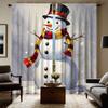 2 шт. HD Рождественская белая занавеска со снеговиком Белая занавеска с цифровой печатью Украшение дома в стиле украшения гостиной спальни