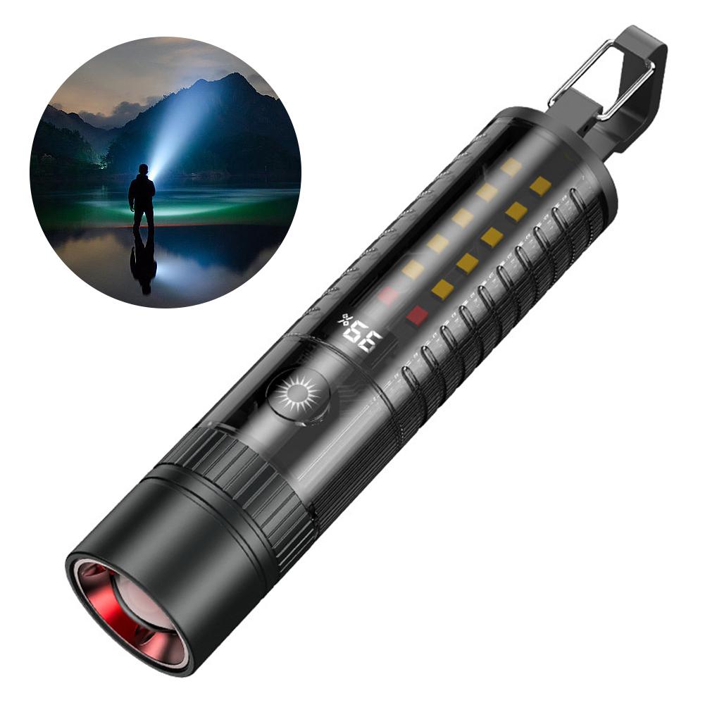 Outdoor Dual Source Strong LED Tungsten Lamp Telescopic Waterproof Torch Bright Work Hook Light Camping Flashlight Zoom Wit N2X3