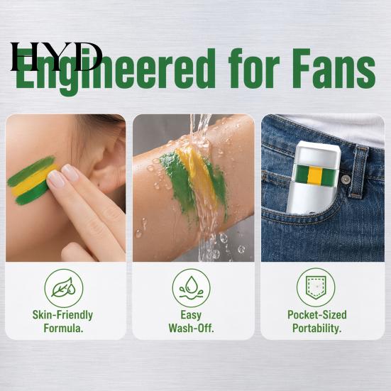 Sweat-proof Face Paint Body Sticks for Soccer Fans, Hypoallergenic & Washable Three-color Stick Painting Sticks, Sports Cheering Party Makeup Kit