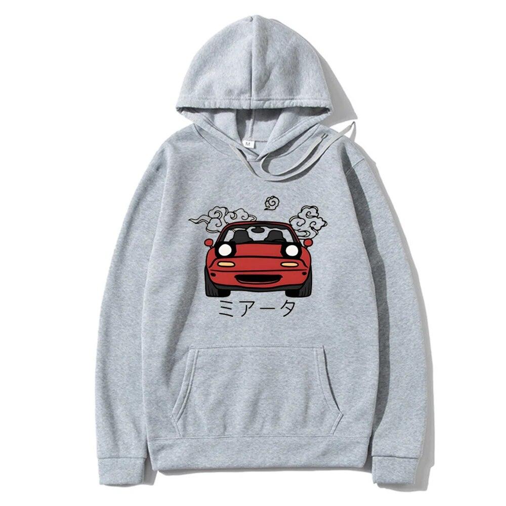 Толстовка с капюшоном в стиле аниме Initial D JDM, японская автомобильная толстовка с принтом Miata MX5, женские толстовки с круглым вырезом, пуловеры унисекс, топы, одежда унисекс