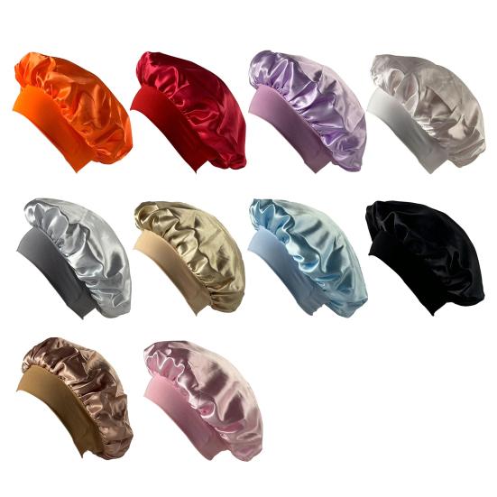 Ночной колпак с эластичной широкой лентой, очень большой спальный атласный капор, гладкий, высокий