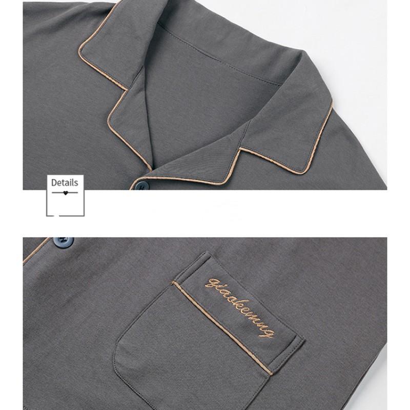 Мужские весенние и осенние хлопковые тонкие пижамы с длинными рукавами плюс хлопковый домашний костюм для полных размеров