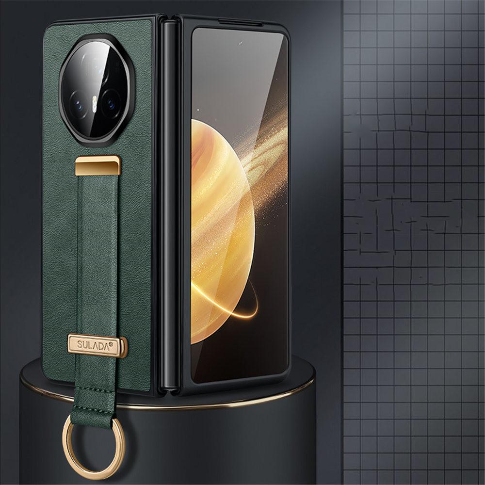 Luxury Wriststrap Stand Leather Case for Honor Magic V6 V5 V3 Metal Ring Holder Stand Protection Cover for Magic V5 MHG-AN00