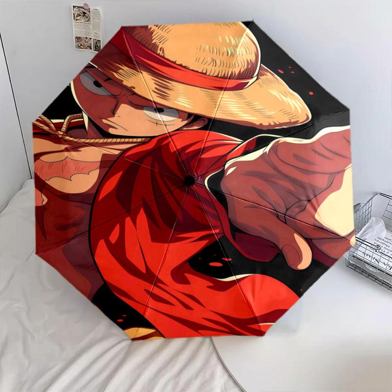 1 шт. Автоматический складной зонт - Узор Luffy D Портативный складной дизайн с 8 спицами Рождественские подарки на день рождения