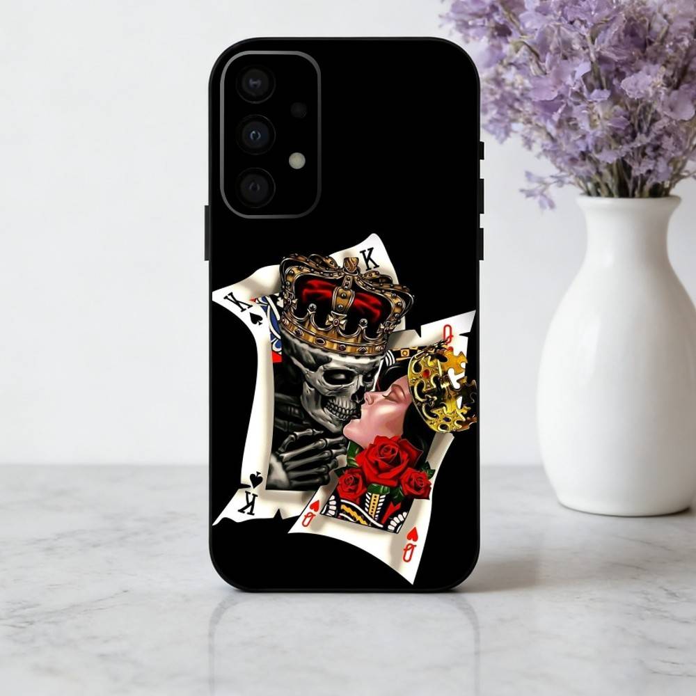 Чехол для телефона S-Skeleton Q-Королева Червей КАРТА Для Samsung Galaxy A73,A72,A71,A70,A53,A52,A51,Мягкий Силиконовый Черный Чехол