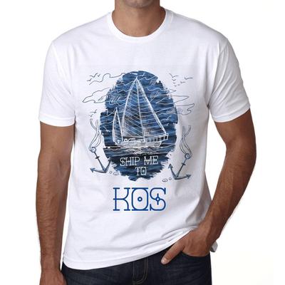 Мужская винтажная футболка с рисунком Ship Me to KOS белая