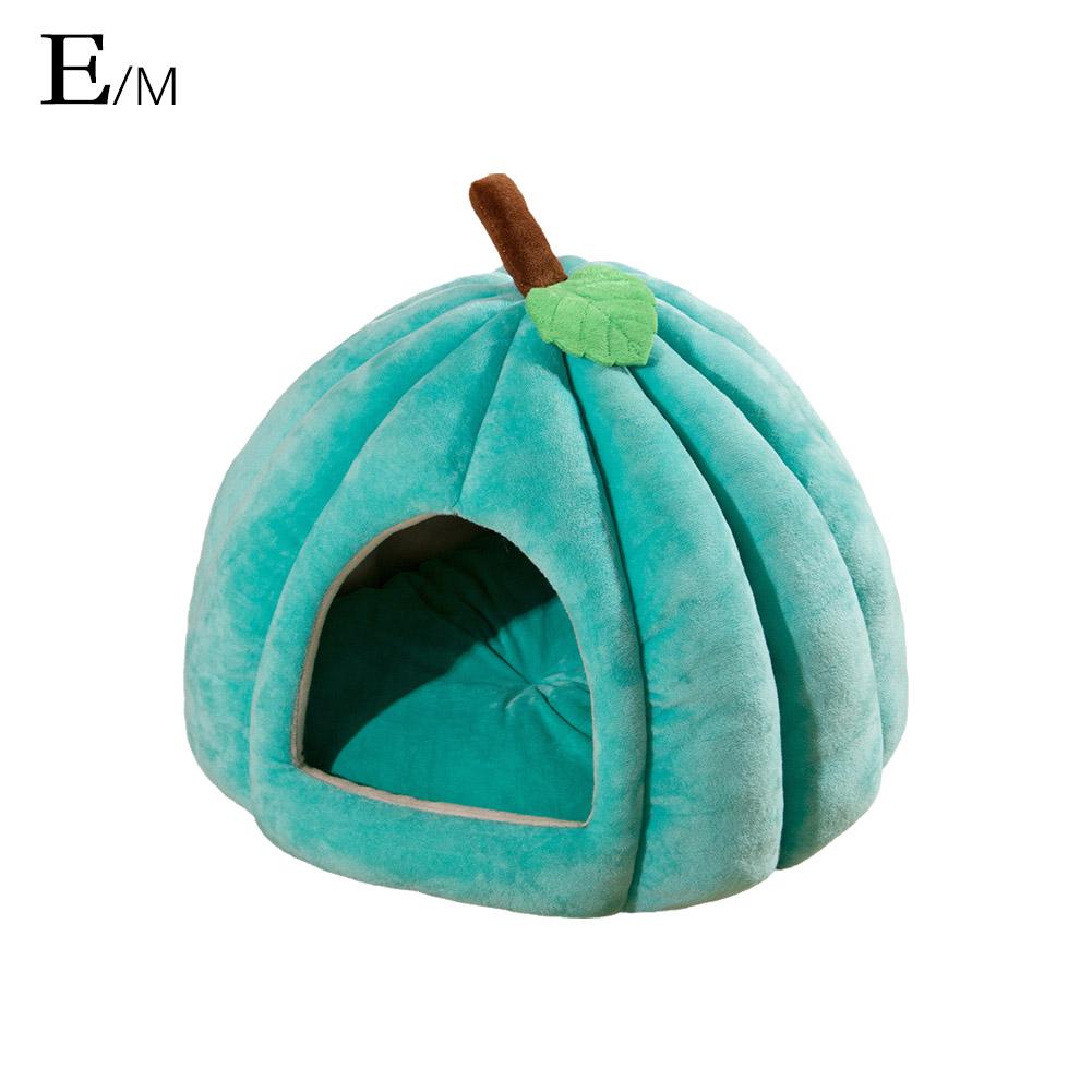 3D тыквенный домик для питомца, полузакрытый, съемное дно, нескользящий, мягкий, из полипропилена и хлопка, теплая кошачья вилла, осенне-зимняя будка для маленькой собаки