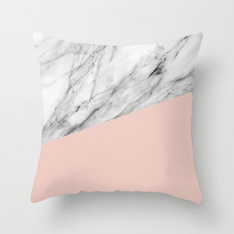 New Sofa Pillowcase, Marble Pattern Peach Leather Velvet Material Pillowcase, Soft