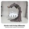 Ghost Figurine with Tree Swing Cute Statue Freestanding