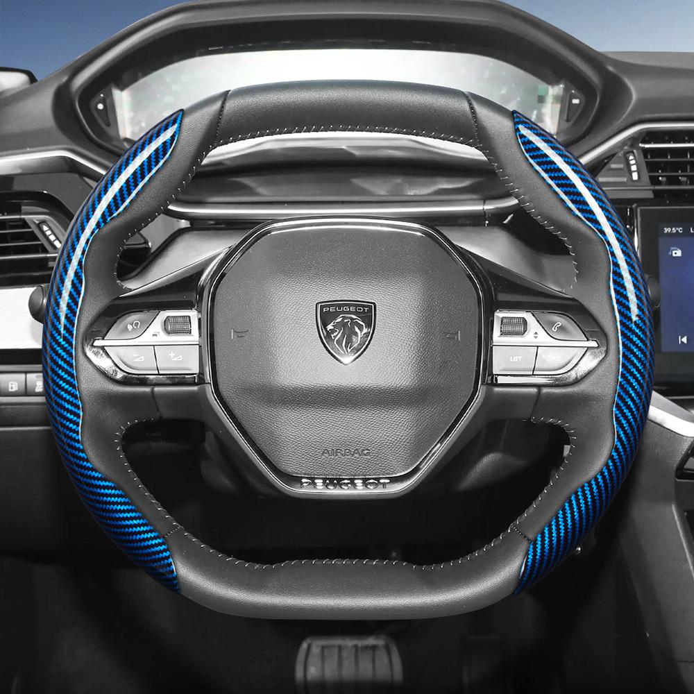 Suitable for Peugeot Carbon Fiber Texture Steering Wheel Cover with Segmented Quick-Release Design, Durable, for Models Such as 2 MM35