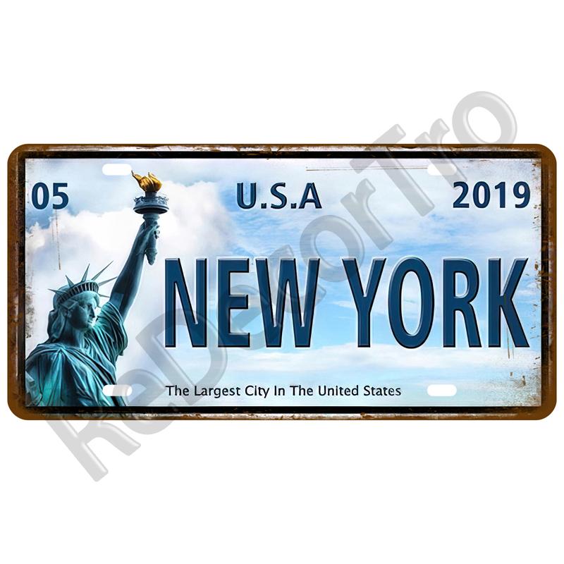 Винтажная жестяная вывеска для бара, паба, клуба, пещеры, настенное украшение, калифорнийская жестяная пластина, табличка, Мадрид, Париж, декор, металлический знак города