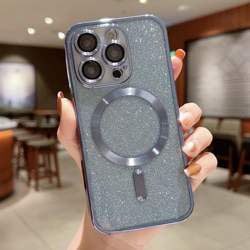 Прозрачный блестящий магнитный чехол для iPhone 15 14 Plus 13 Pro Max 12 11, противоударный роскошный чехол ярких цветов