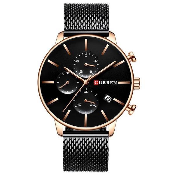 CURREN 8339 Кварцевые часы с сетчатым ремешком и календарем, многофункциональные деловые мужские часы с шестью контактами