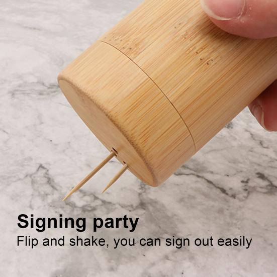 Коробка для хранения зубочисток, износостойкий для дома, компактный круглый пылезащитный бамбуковый диспенсер для зубочисток, надежный удобный круглый