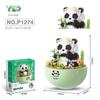 Cartoon Panda Flower Puzzle Tumbler: Cute Tiny Particle Desktop Ornament