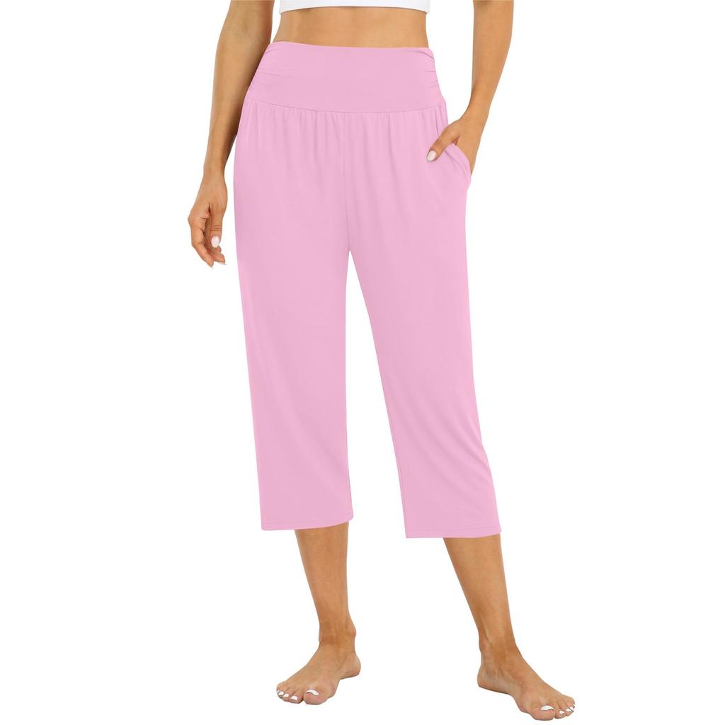 Женские брюки летние свободные штаны для йоги удобные тренировочные штаны с карманами