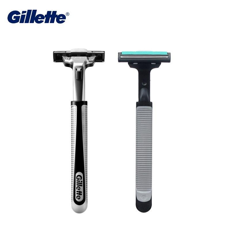Gillette Vector 2 безопасная бритва, оригинальная брендовая бритва, двухслойные лезвия для бритья, мужской уход за лицом, 1 держатель для бритвы, 2 лезвия