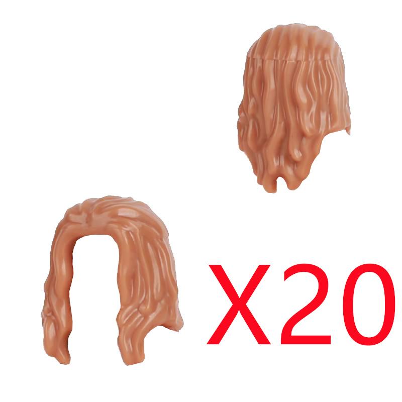 MOC Городские строительные блоки Части тела фигурок Креативные аксессуары Длинные волосы Коричневые Черные Золотые Мини-кирпичики Совместимая игрушка Подарок k030