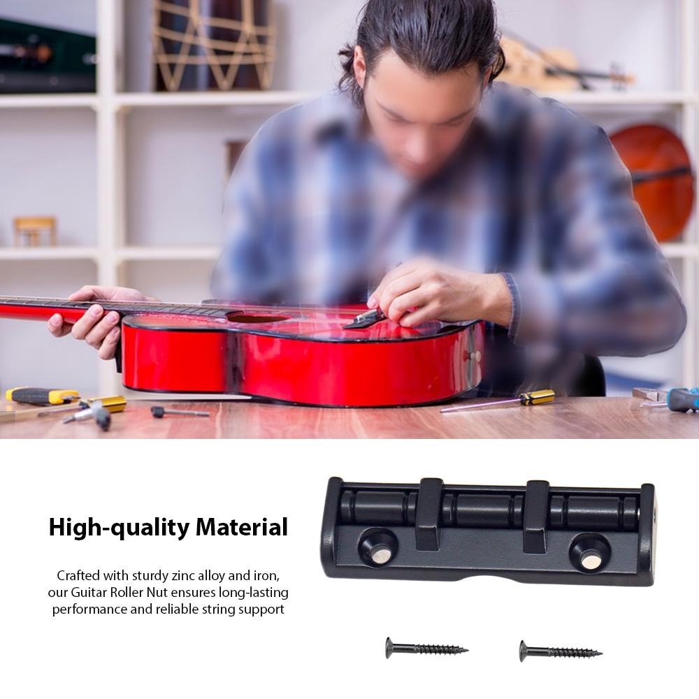 Порожек с роликами для 6-струнной гитары 43 мм Порожек с роликами для гитары 3 седла с винтами для фолк, акустической, электрогитары Роликовое седло