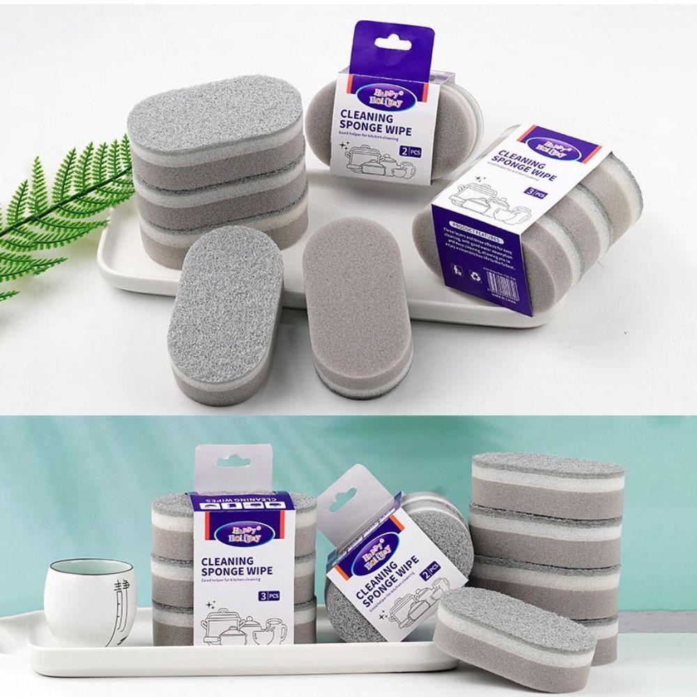 1/2/3Pcs Decontamination Dishwashing Sponge Double-Sided Scouring Pad Durable Dust Wipe