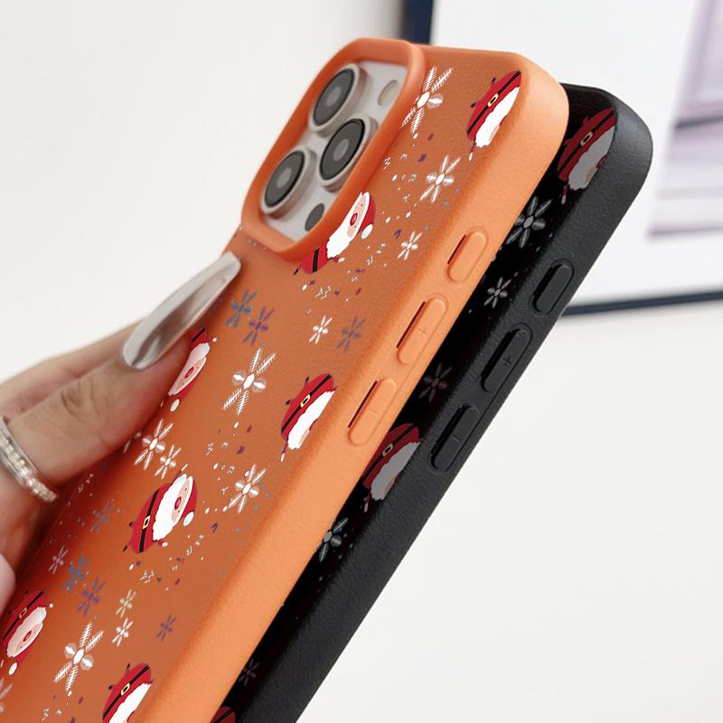 Santa Claus Pattern Case For iPhone 17 Air 16e 16 15 14 Pro Max 13 12 17 Pro 11 Shockproof Soft Silicone Leather Texture Phone Cover