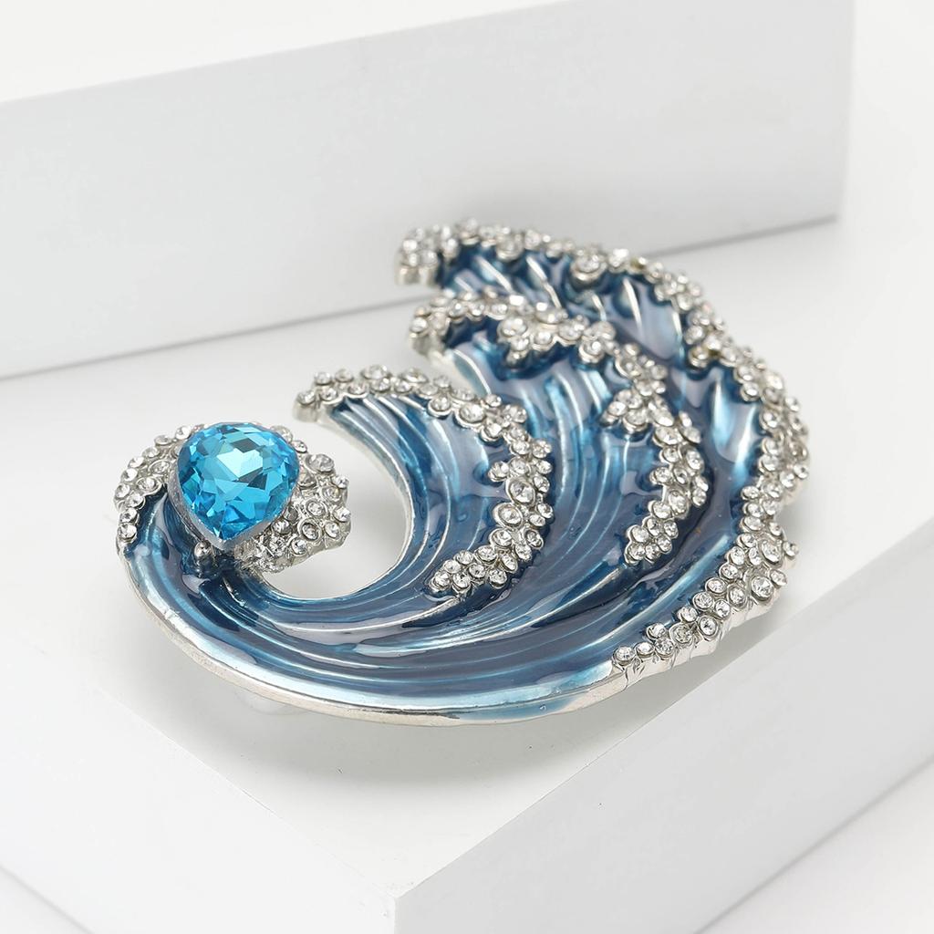 Fashion Creative Enamel Rhinestone Wave Styling Brooch Exquisite Versatile Men'S And Women'S Suit Coat Corsage Ornament Pin