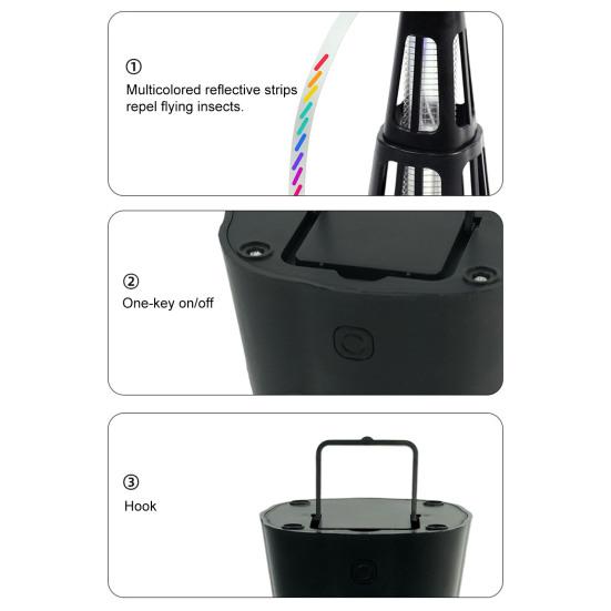 Вентилятор для отпугивания мух с голографическими лопастями, подсветкой, перезаряжаемый от USB, для использования в помещении