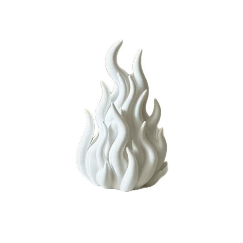3D Printed White Flame Night Light Portable Battery Operated Decor Figurine for Party Christmas Home Decor