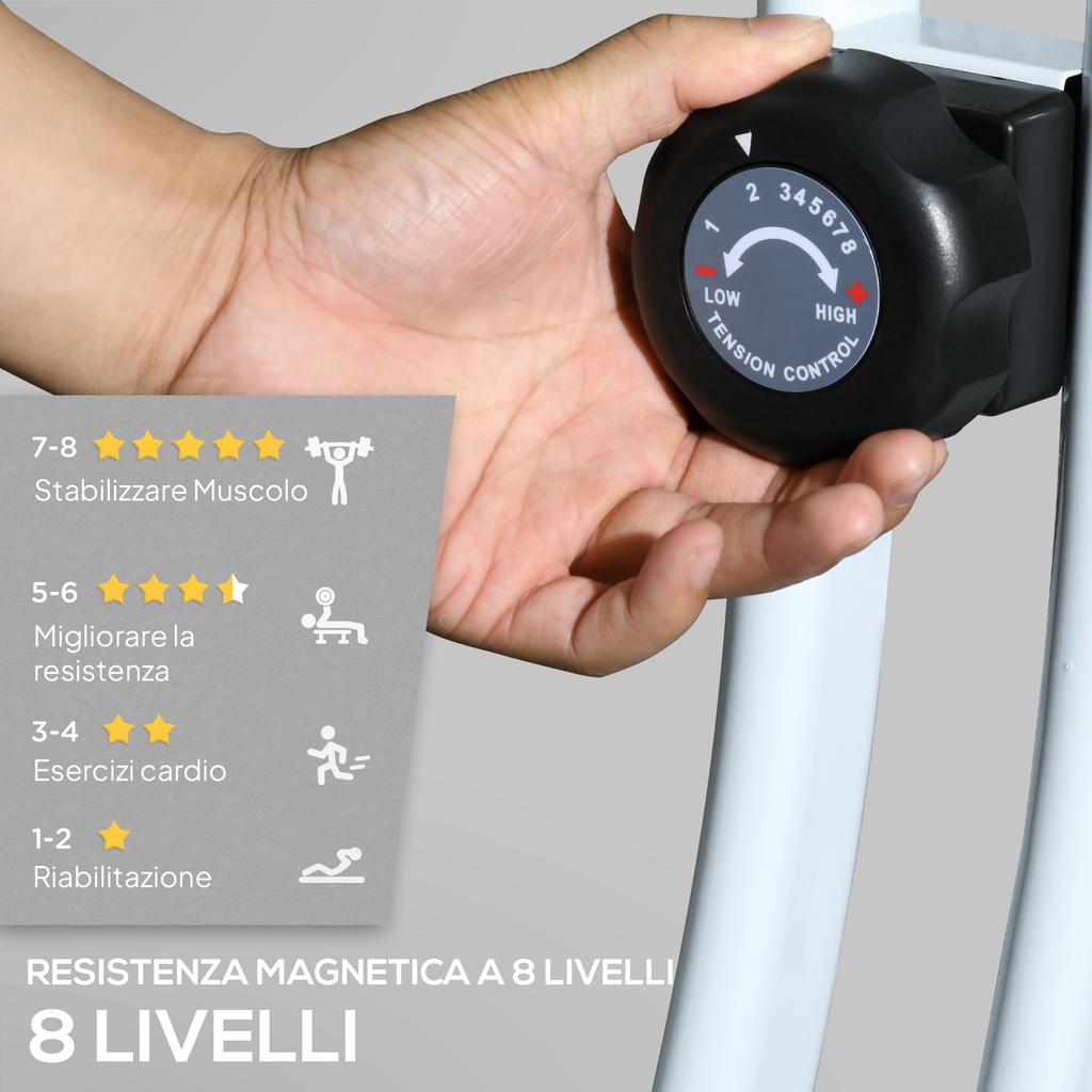 Folding Magnetic Exercise Bike with 8 Resistance Levels and Adjustable Seat, in Steel, 97x43x110 cm, Black
