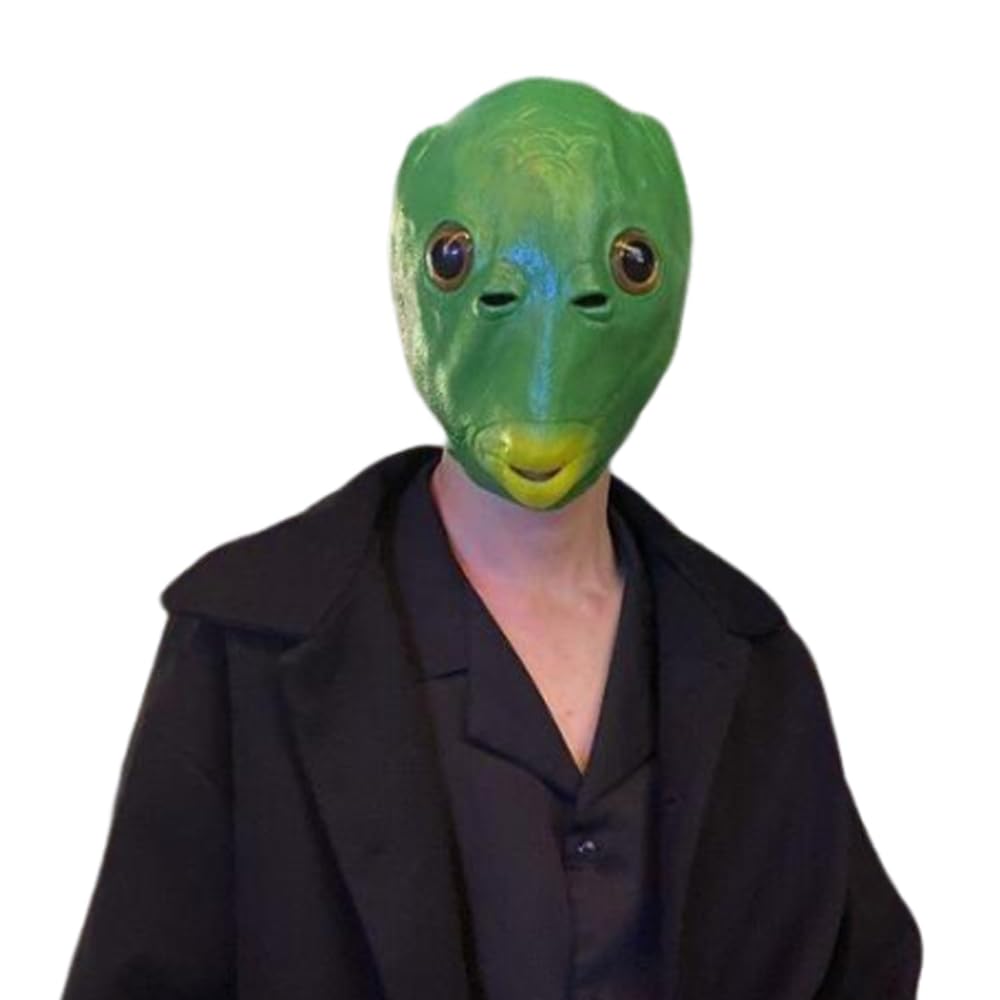 [YFFSFDC] Зеленая Маска Рыбьей Головы, Маска Рыбака, Смешная Маска Животного, Резиновая Маска, Косплей на Хэллоуин, Зеленый Монстр Голова Костюм Реквизит (К)