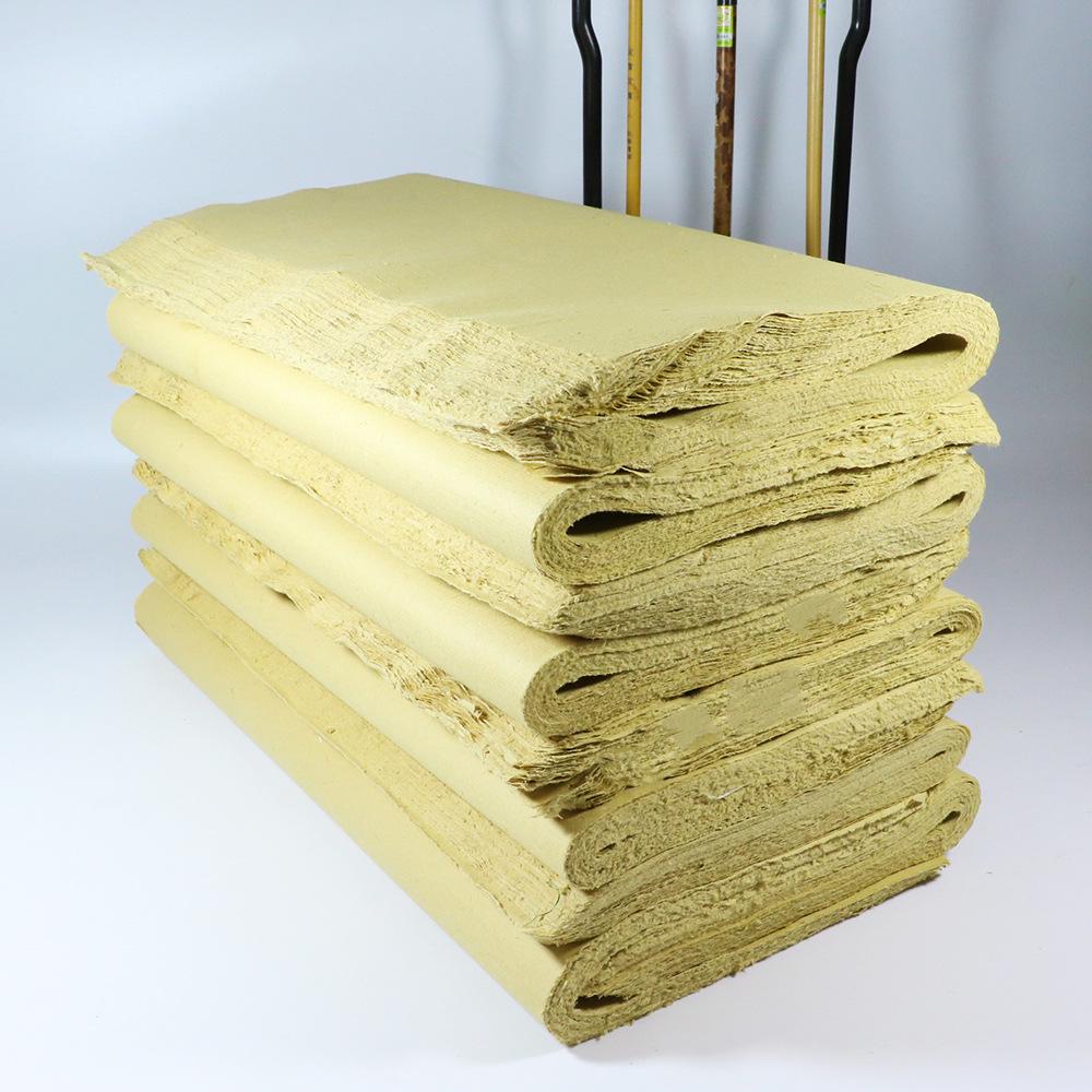 70 Sheets Thickened Yuan Paper - Half-Cooked Bamboo Pulp Antique Calligraphy & Painting Practice Paper with Deckle Edge