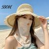 Face Neck Sun Guard Women Protection Mask, Cotton Dot Print UV Foldable Portable Gaiter Cover, Scarf for Driving Cycling Camping Outdoor Travel