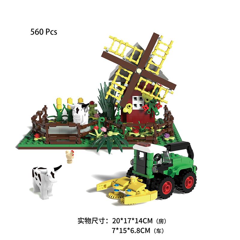 Happy Ranch Конструктор MOC Игрушки Наборы Игрушек Фермерская Сцена Блоки Кирпичики Игрушки Наборы Игрушек Свинарник Сельскохозяйственная Техника Совместимый С