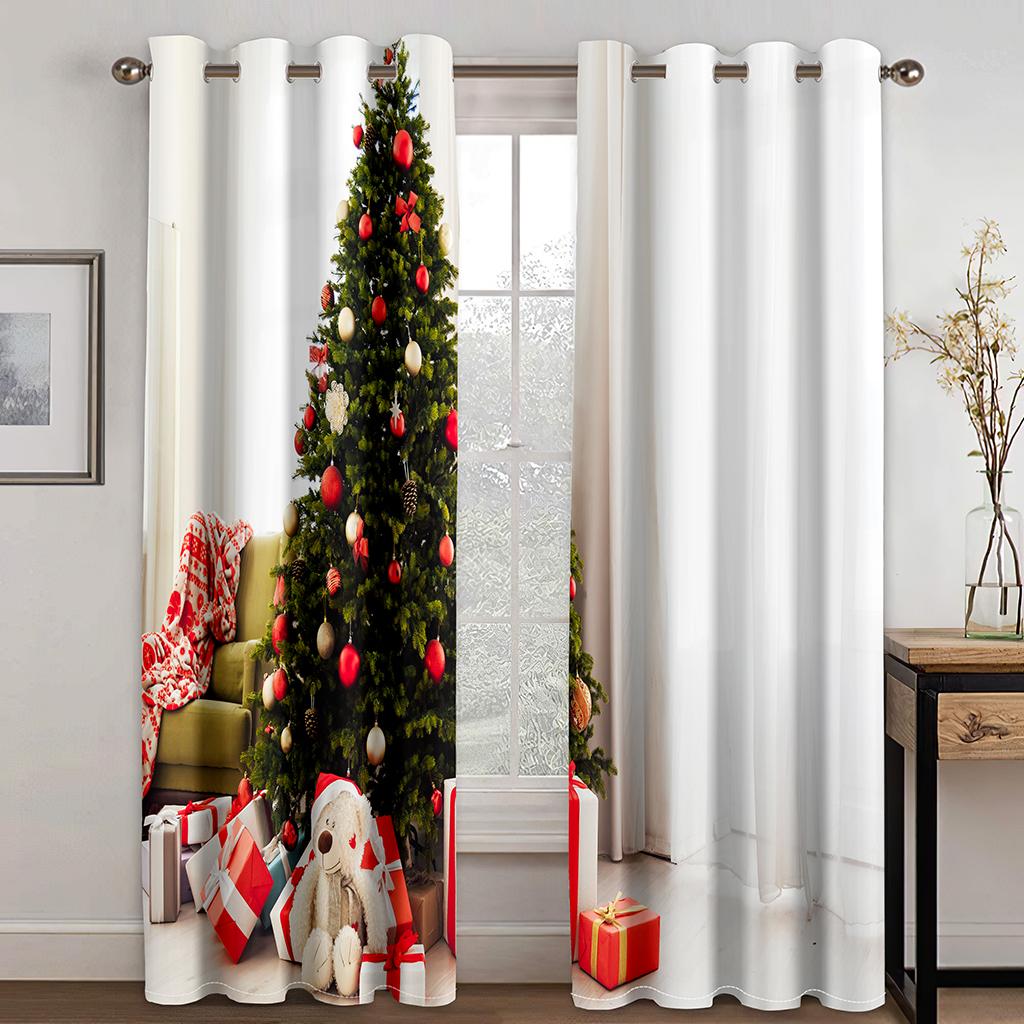 Мультфильм забавные милые с Рождеством и Новым годом детские шторы на окна для гостиной, спальни, ванной комнаты, двери, домашний декор