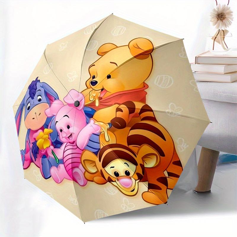 Winnie-the-Pooh,Piglet,Tigger Theme Automatic Compact Folding Cute Umbrella - Portable and Durable, 8-Bone Iron Umbrella for All Weather0707