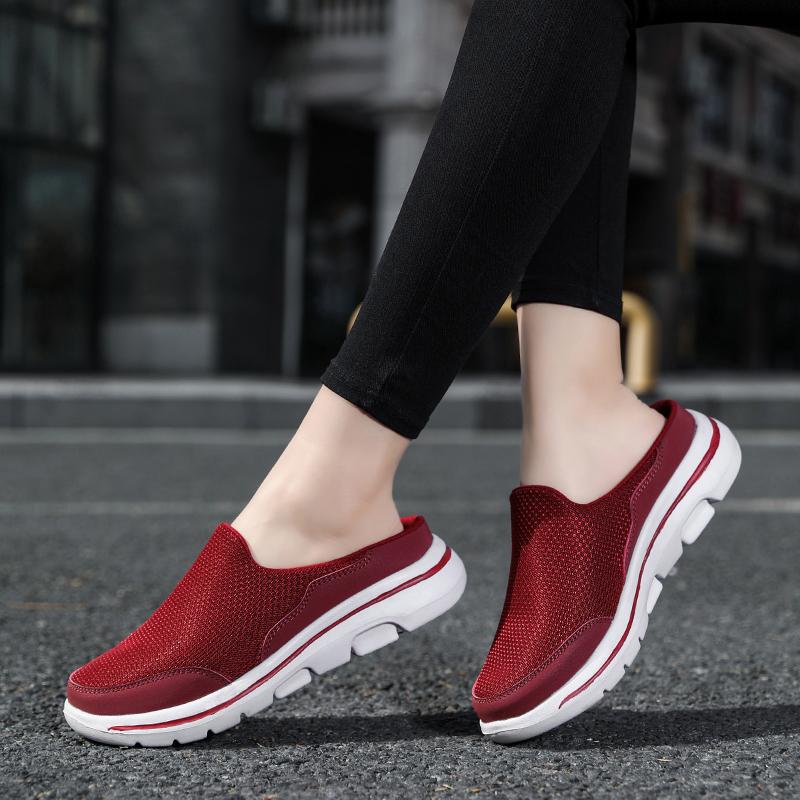 Men/Women's Interior Slippers Men's Half Slippers Summer Mesh Meter-breathable Men's Black Slippers