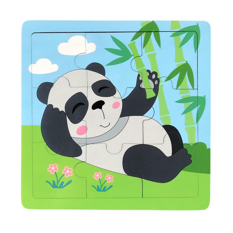 Latest 9 Piece Set Wooden Puzzle Toy Learning Cognitive Educational ideal for Toddlers Cartoon Animals Vehicles Baby Toddler Board Children Gift Idea