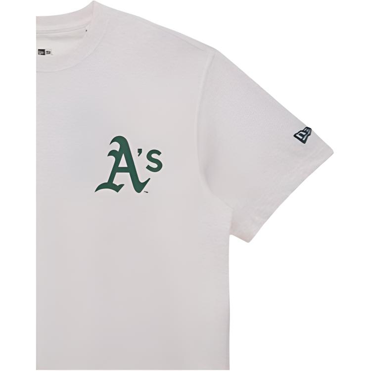 New Era SS24 MLB Oakland Athletics Печать букв на спине Круглый вырез Летняя Американская футболка с коротким рукавом Унисекс Футболка Светло-коричневый 14179140