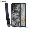 (Comes with Wrist strap)IBMRS for Honor 90 Pro  Phone Case, Shockproof Military-Grade Protection, Matte Translucent Black Camo