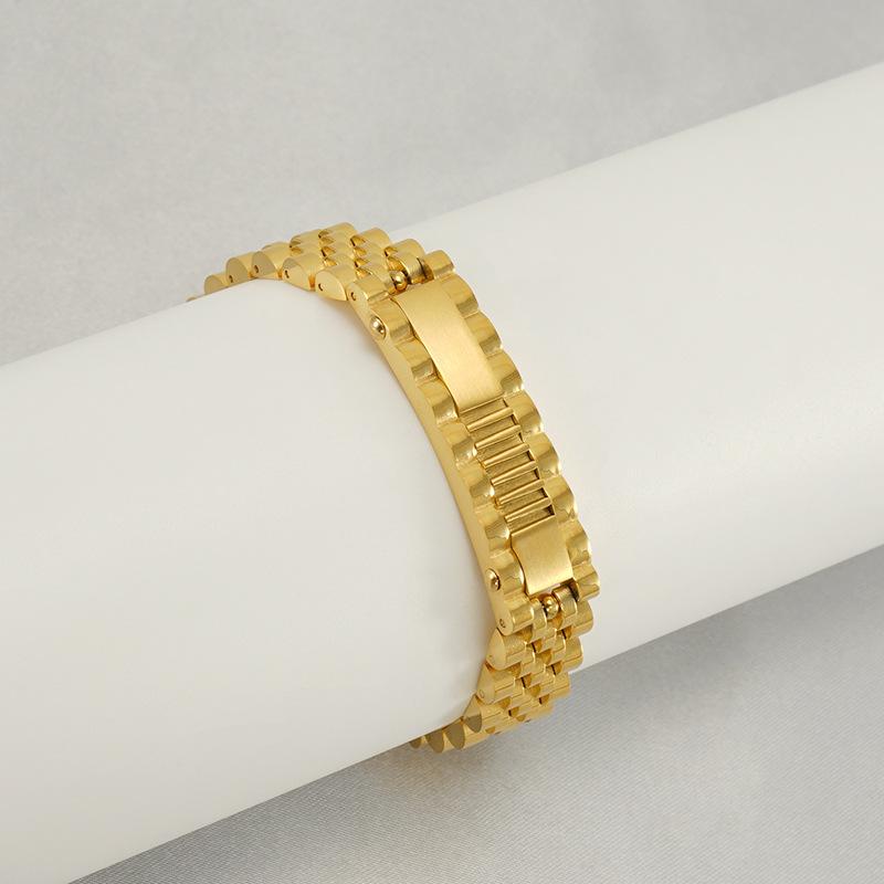 Модный мужской браслет из нержавеющей стали, персонализированная цепочка для часов, мужская бижутерия из титановой стали 18 карат