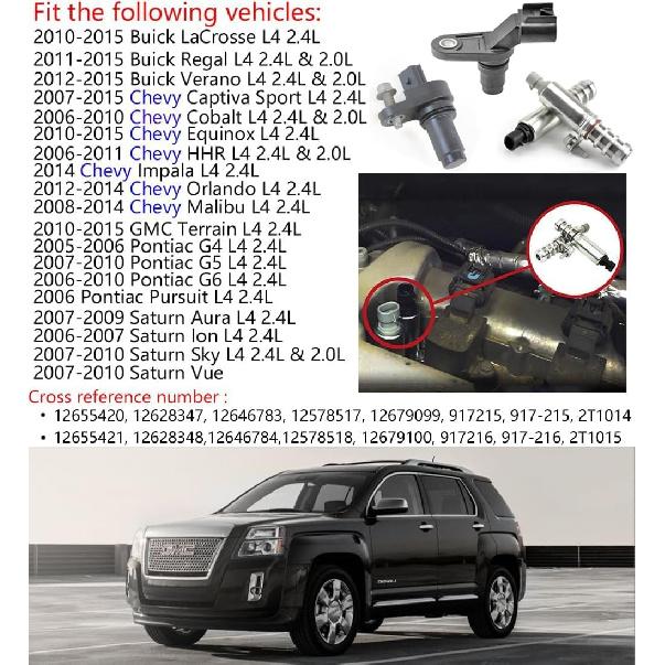 VVT Intake & Exhaust Camshaft Position Actuator With Camshaft Sensor Crankshaft Sensor Kit For Chevy GMC Equinox Malibu Cobalt HHR Terrain Buick