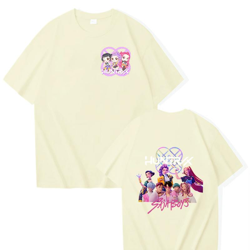 Модная футболка 16 цветов, мультяшный K-pop, принт «Элементы охотников на демонов», взрослая, трендовая, мужская мода, повседневный, большого размера, женский уличный топ