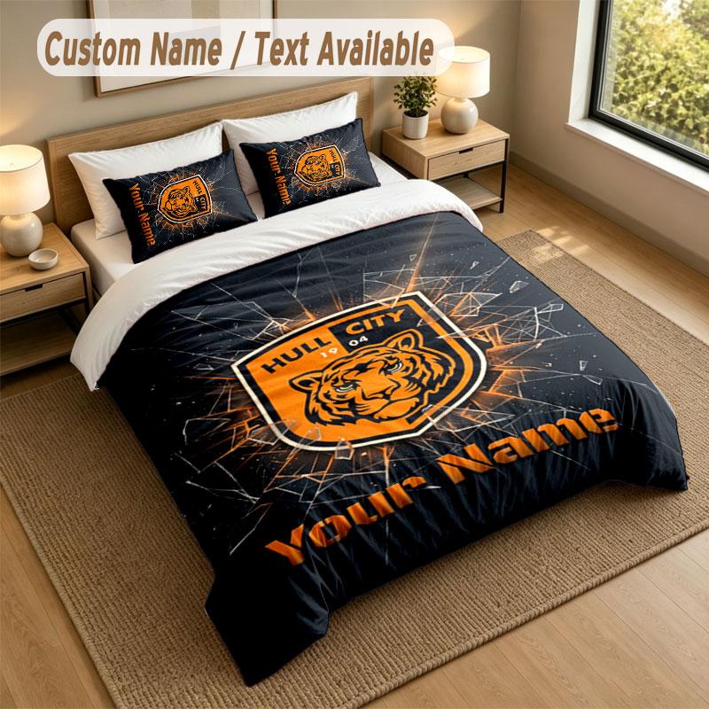 Bedding Set 1 Duvet Cover 2 Pillowcases Hull City Print Soft Bed Linen Bedroom Decor