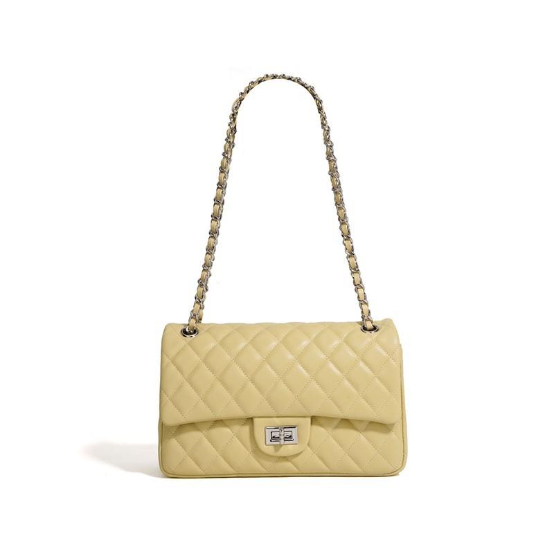 Новая модная универсальная сумка-мессенджер из овчины первого слоя с ромбовидной цепочкой, для通勤, под мышку, на плечо, портативная женская сумка