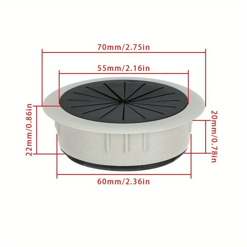 2pcs 60mm Desk Cable Grommet Wire Hole Cover Cord Organizer Table Outlet Port Management