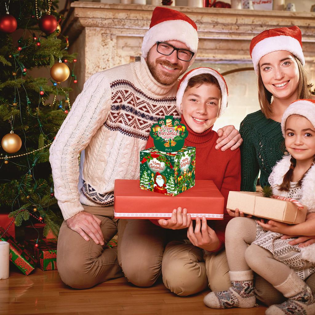 Green Christmas Theme Pattern Paper Gift Box Festival Decoration Prop Atmosphere