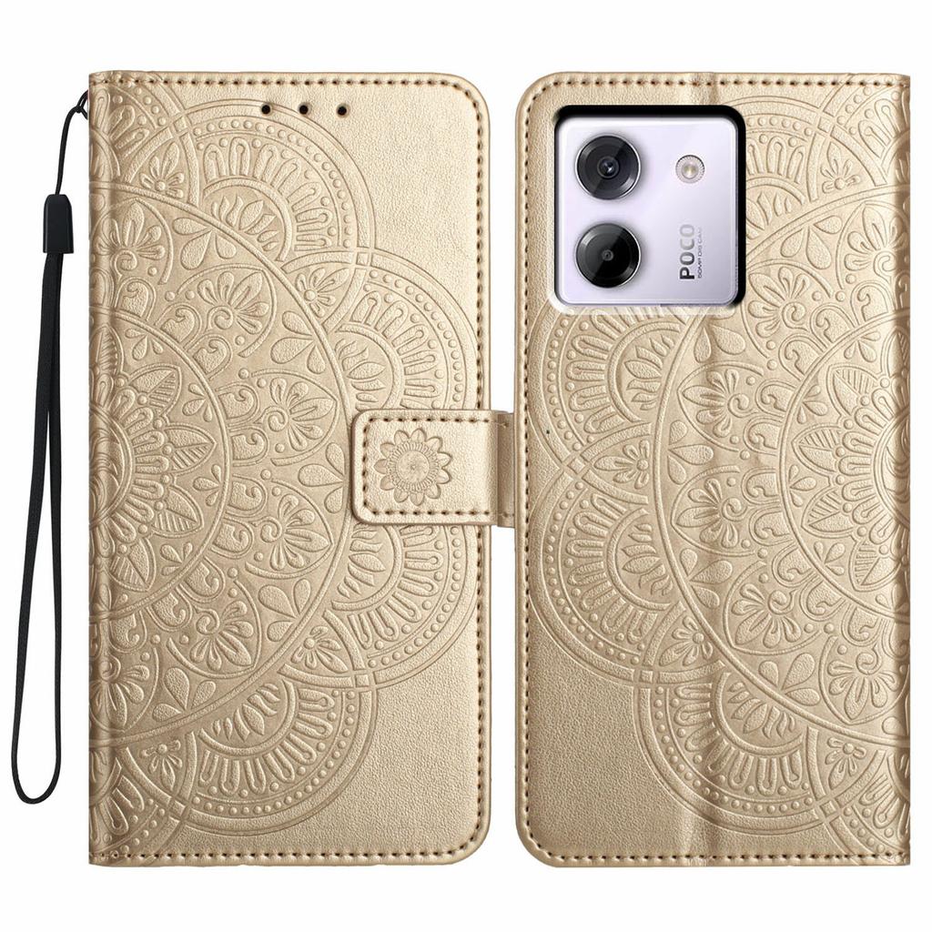 For Xiaomi Poco M7 Pro 5G Leather Case with Card Slots Mandala Pattern Phone Cover Stand