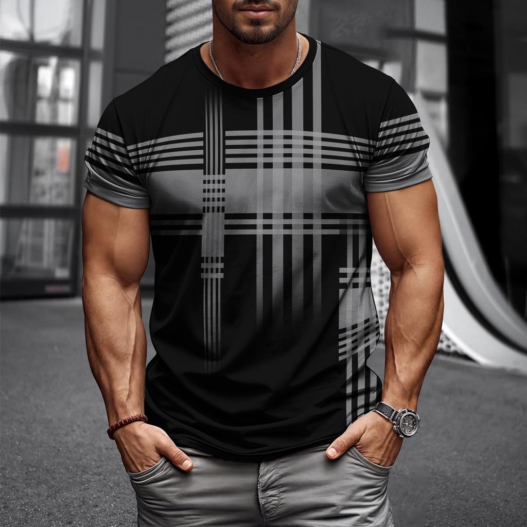 Инновационная мужская футболка с 3D-полосками и геометрией, летняя уличная футболка с коротким рукавом, хипстерские повседневные топы в стиле Харадзюку